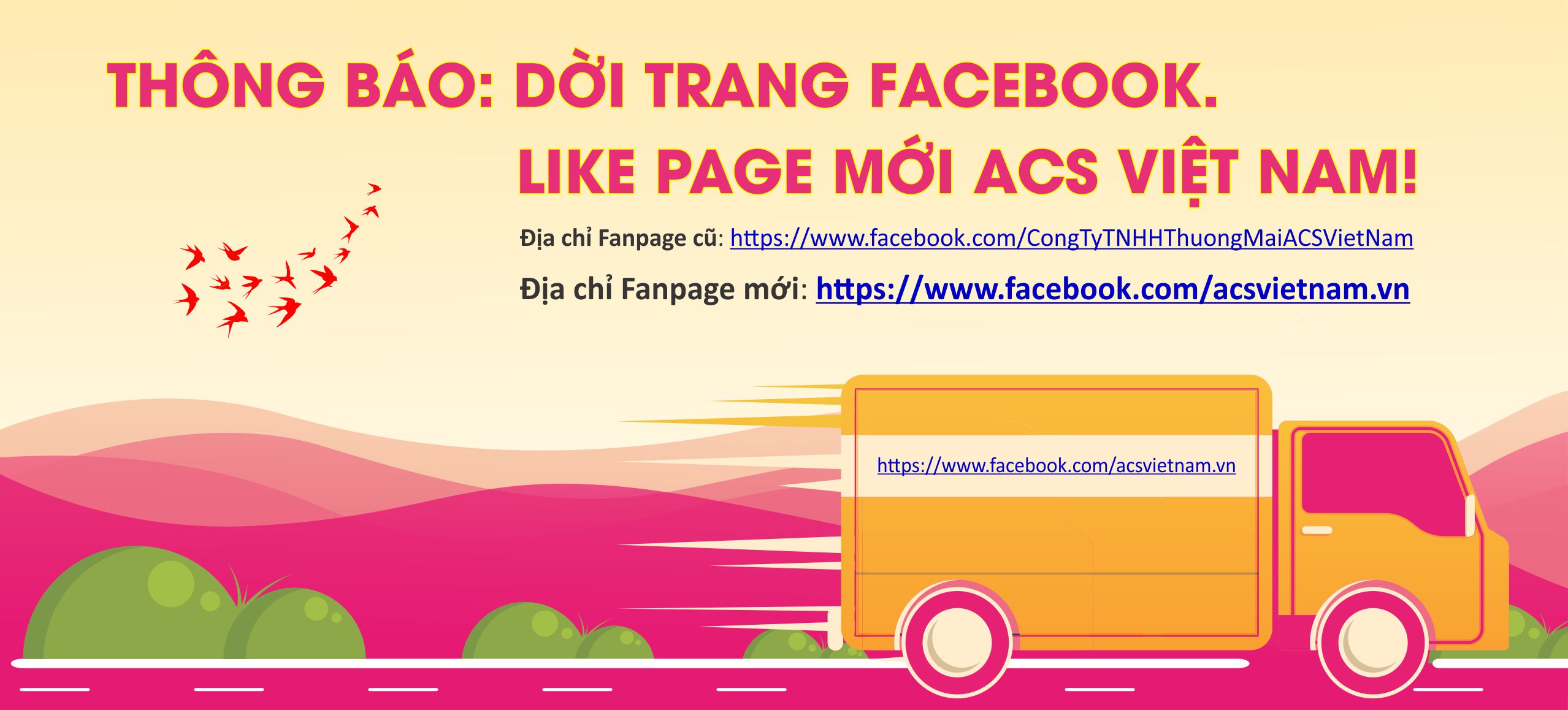 Thông báo: Dời trang Facebook. Like page mới ACS Việt Nam!